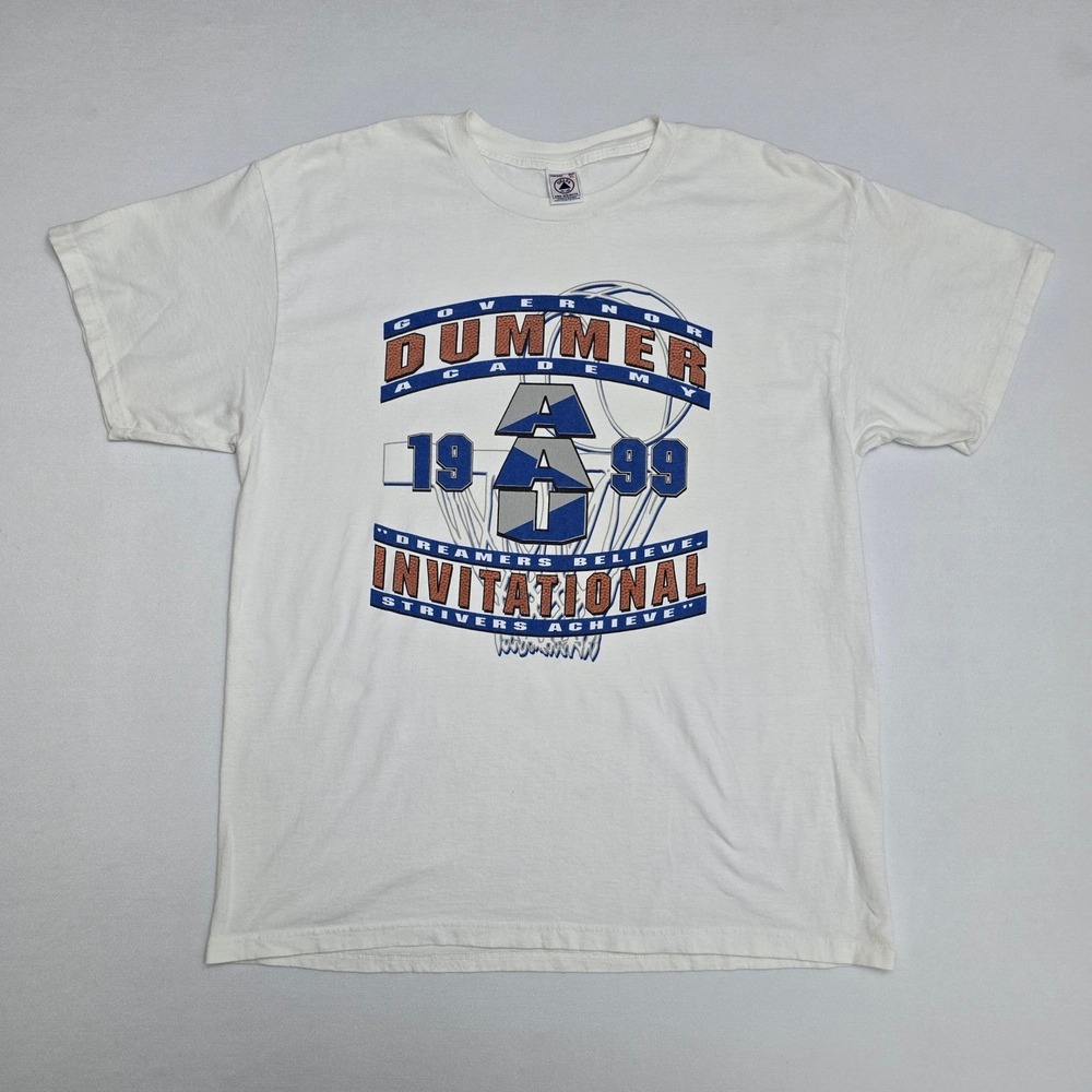 Vintage Delta Governor Dummer Academy 1999 AAU Basketball T-Shirt White XL